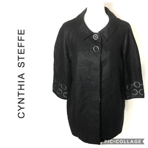 Cynthia Steffe Black Cutout Jacket Sz Small - Picture 1 of 8